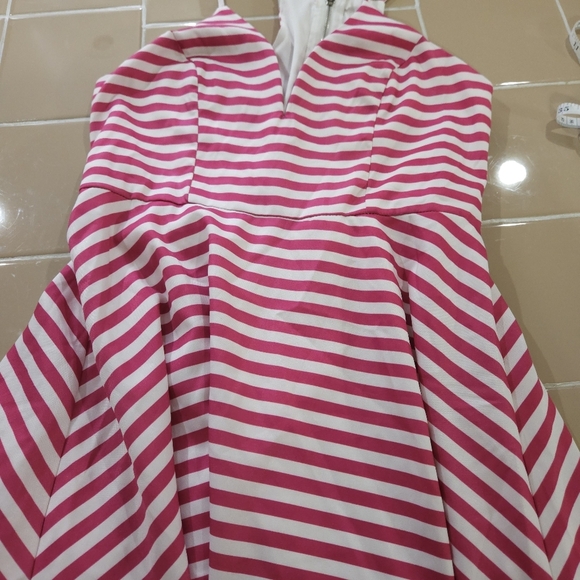 Tea & Cup pink stripped fit and flare spaghetti strap dress. Size Large. - Picture 7 of 7